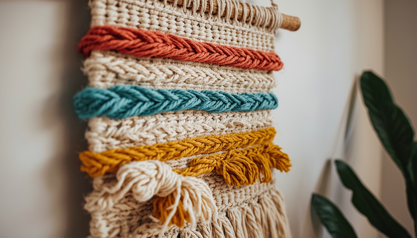 Handwoven textile wall hanging